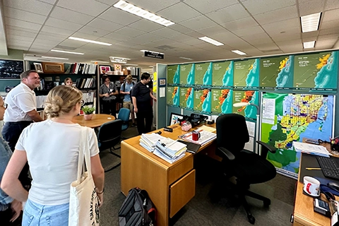 Students observing the data collected